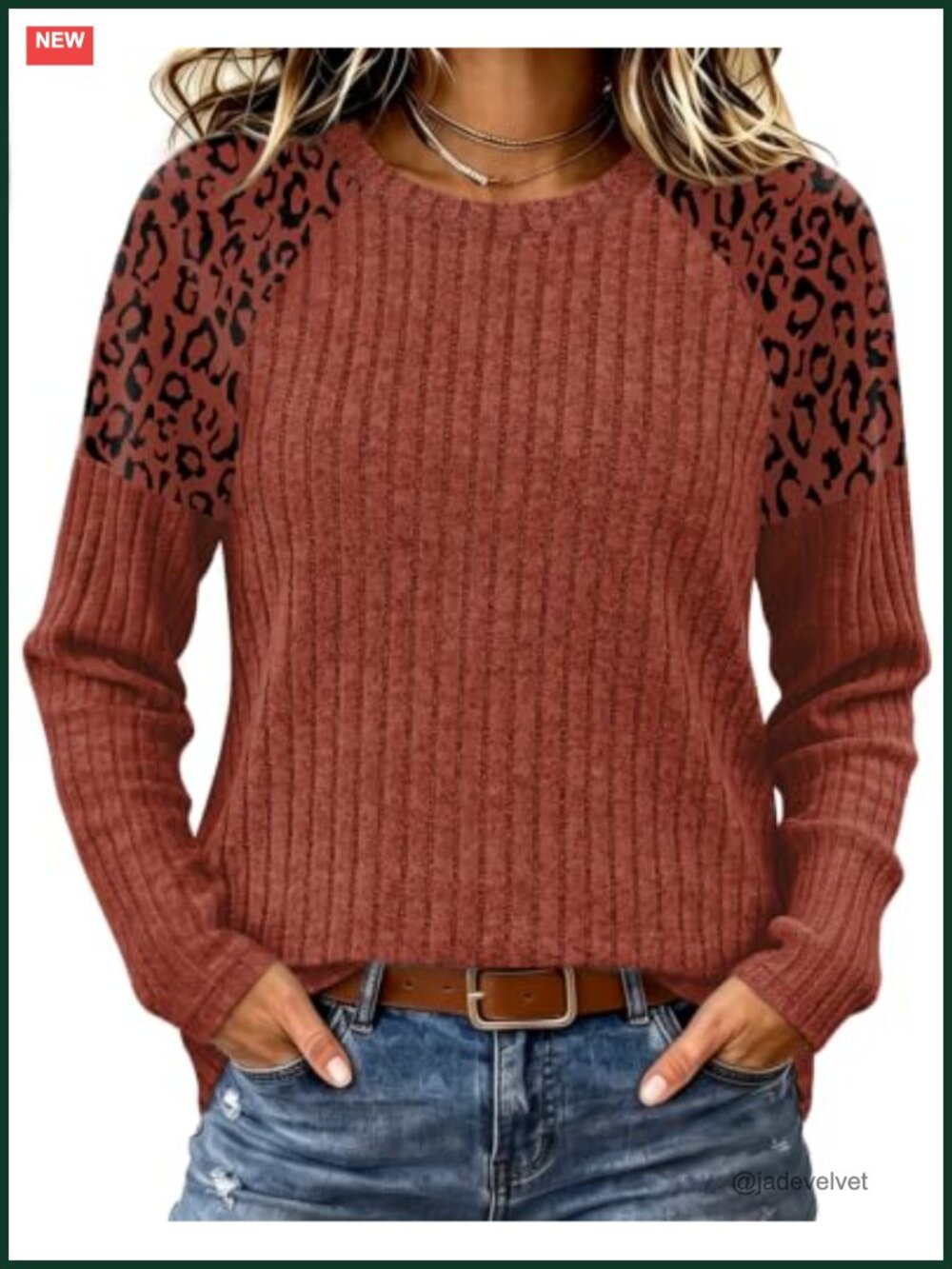 Womens Long Sleeve Tunic Top Leopard Print Raglan Knit Shirt Loose Fit